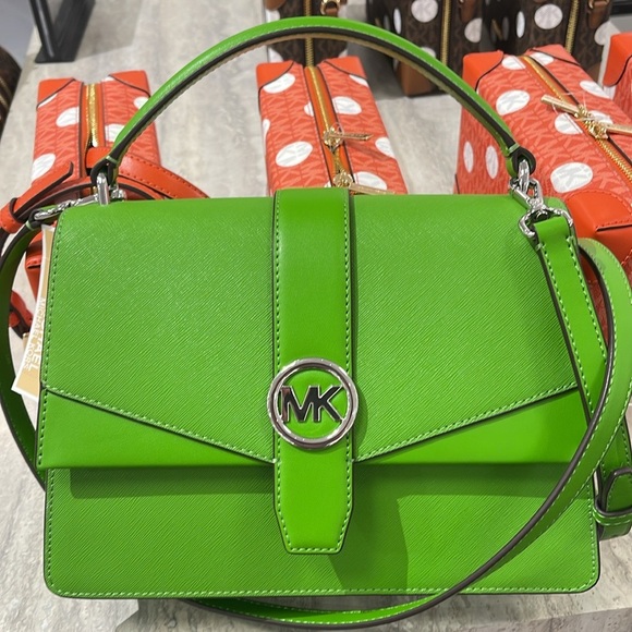 Michael Kors Greenwich Medium Saffiano Leather Satchel Crossbody Shoulder Bag - Picture 2 of 16